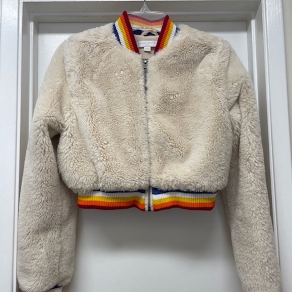 NEW Spiritual Gangster Furry Crop Jacket Rainbow NWOT - Picture 5 of 14